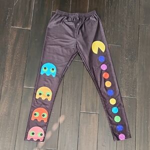 ROMWE Black Leggings with Colorful Arcade Design